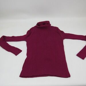 Express Womens Ribbed Turtleneck Top Magenta  Knit Long Sleeve‎ Large NWT
